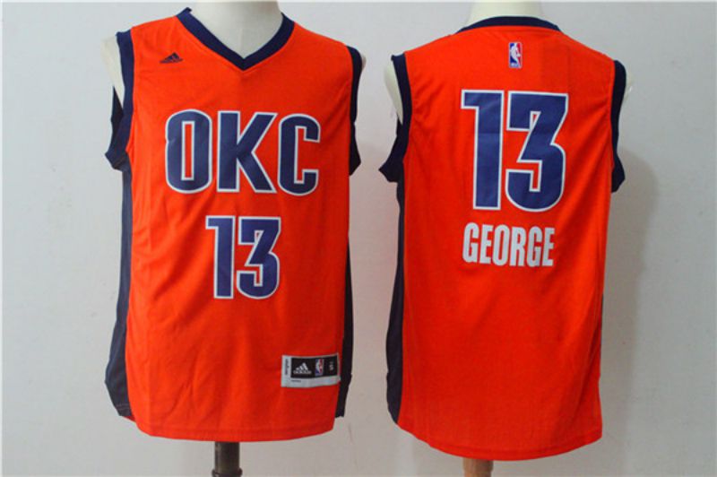 Men Oklahoma City Thunder #13 Paul George Orange NBA Jerseys